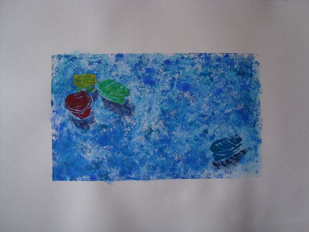 Barcas en Mutriko II Monoprint