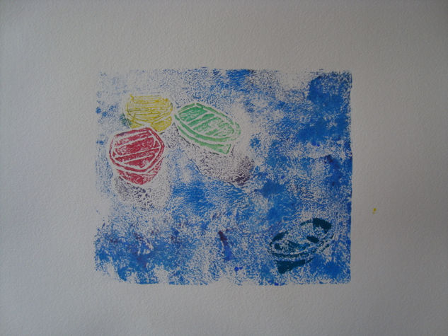 Barcas en Mutriko III Monoprint