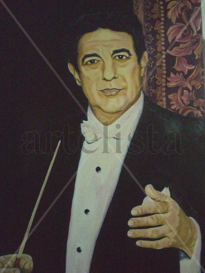 "PLACIDO DOMINGO" Oil Canvas Portrait