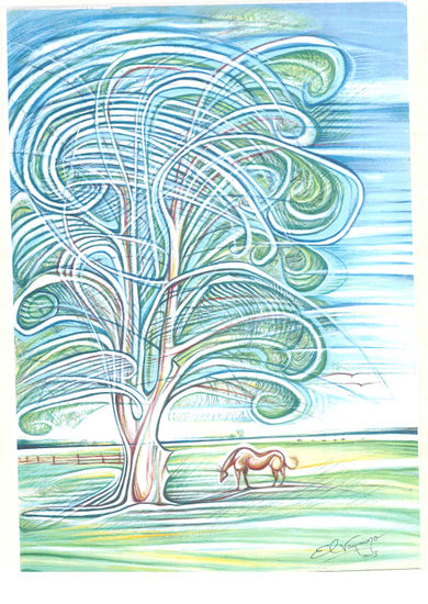 Eucalipto Sòlo para el pingo Gouache Card Landscaping