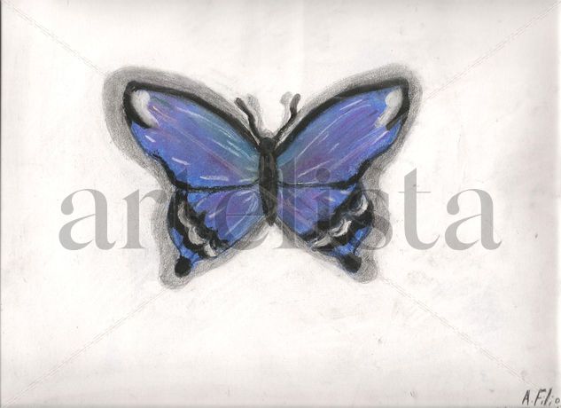 Mariposa azul Pastel Card Animals