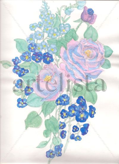 Rosas Mixed media Card Floral Painting