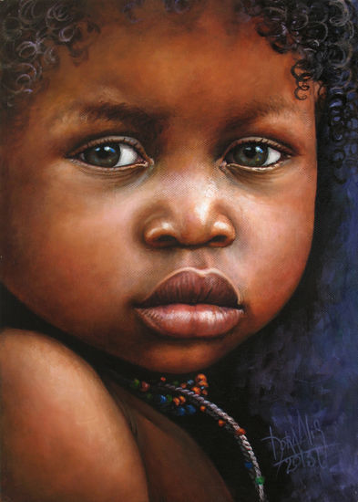 Niño de África 73 Oil Canvas Portrait