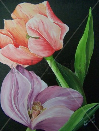 Tulipanes Acrylic Canvas Floral Painting