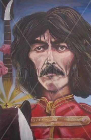 George Harrison Oil Canvas Portrait