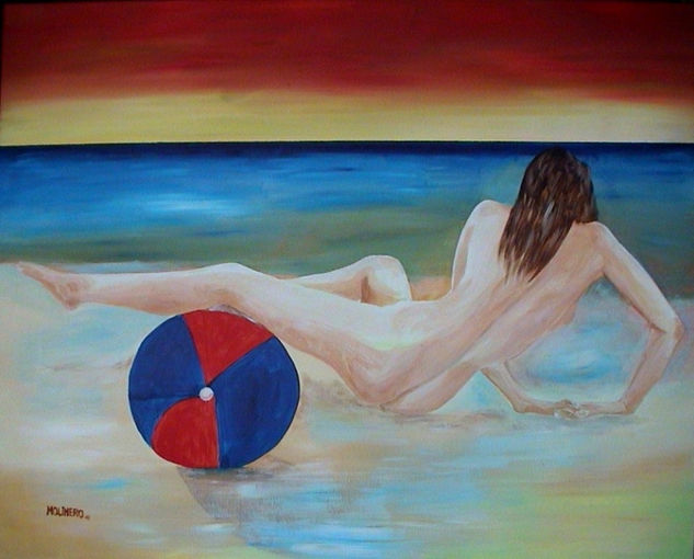 Mulher com Bola Oil Canvas Landscaping