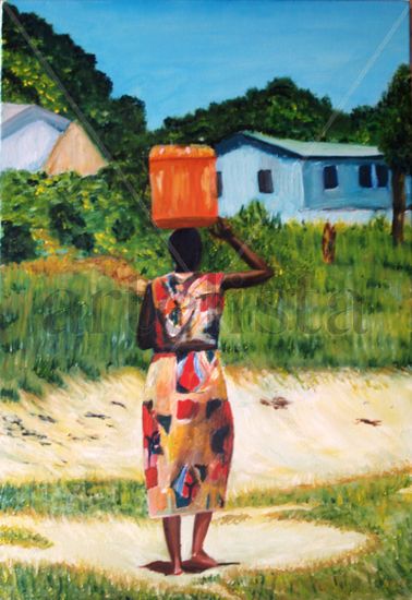 C04 Llevando agua (2009) Oil Canvas Figure Painting