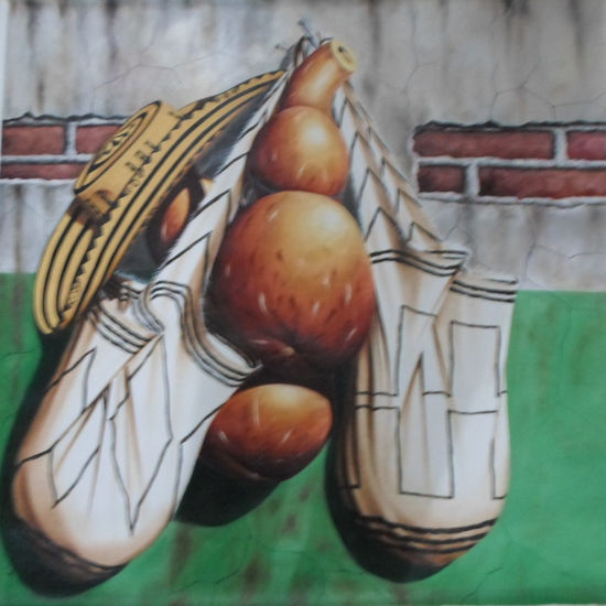 SOMBREROS Y MOCHILAS Oil Canvas Still Life Paintings