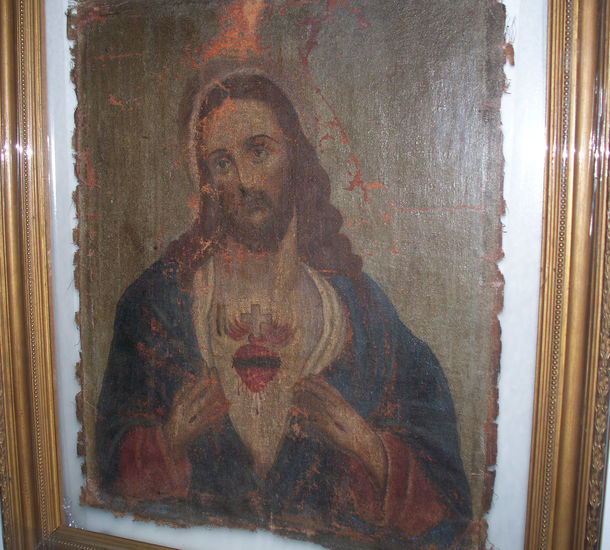 SAGRADO CORAZON DE JESUS Oil Textile Figure Painting