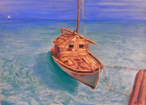 Barca amarrada Oil Canvas Marine Painting