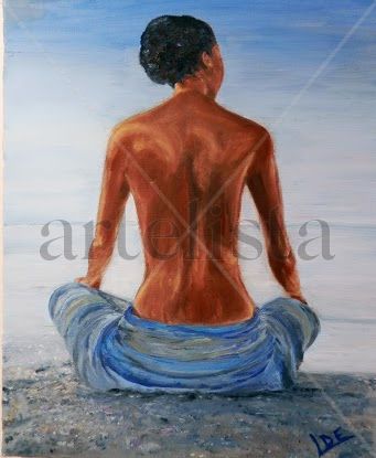 Mirando al mar Oil Canvas Figure Painting