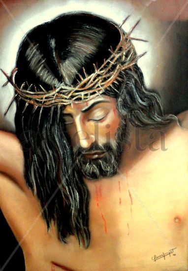 Jesus crucificado Pastel Cartulina Retrato