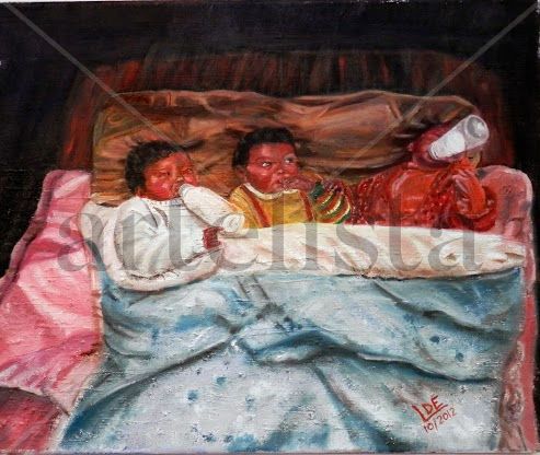 Tres hermanos Oil Canvas Figure Painting