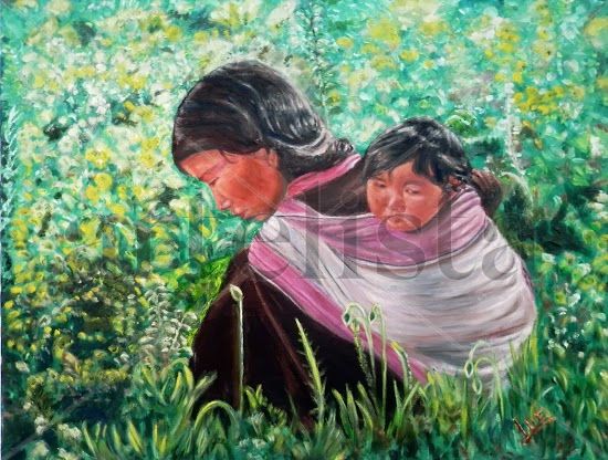 Madre con su hijo Oil Canvas Figure Painting