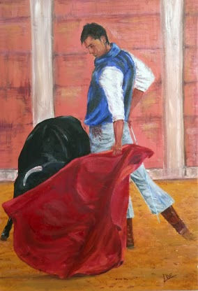 Toreando de corto Oil Canvas Figure Painting