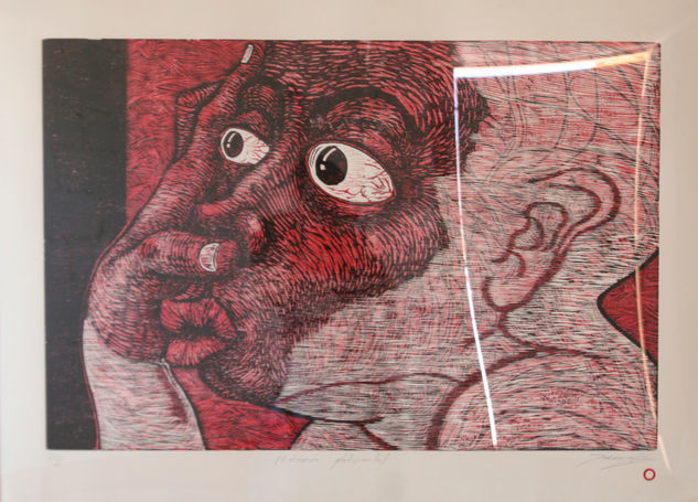 ESTAMOS PLATICANDO - David Dominguez. Woodcut