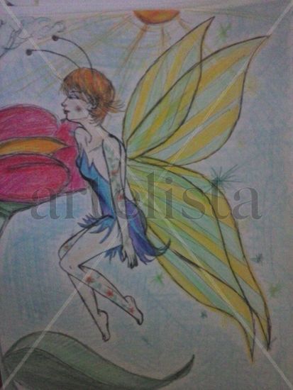 flying fairy Mixed Media