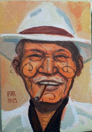 Compay Segundo Óleo Tela Retrato