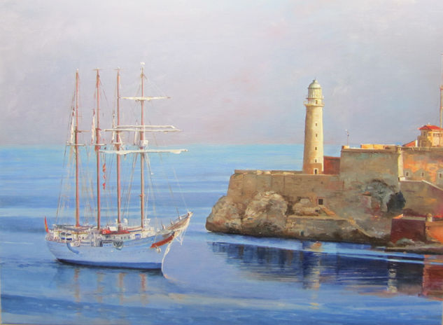 Elcano entrando en La Habana Oil Canvas Marine Painting