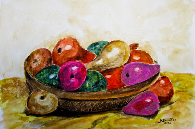 Cesto con frutos Watercolour Paper Still Life Paintings