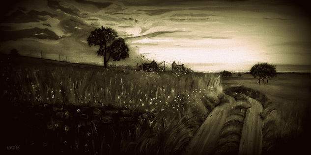 Amanecer en blanco y negro Acrylic Canvas Landscaping