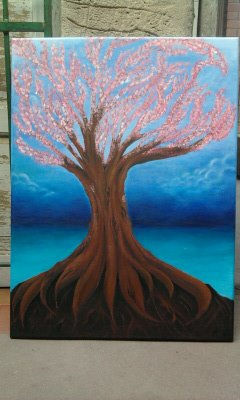 árbol  del amor Acrylic Canvas Floral Painting