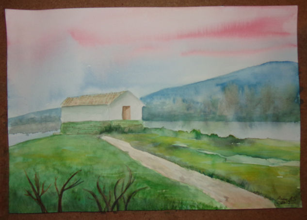 Descanso en el campo Watercolour Card Landscaping