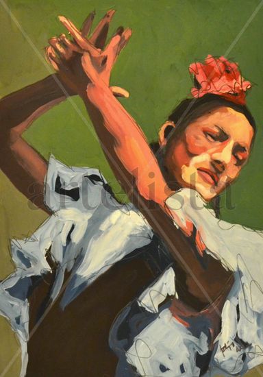 Flamenco Oil Card Figure Painting