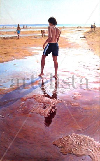 BAJÓ LA MAREA Oil Canvas Marine Painting