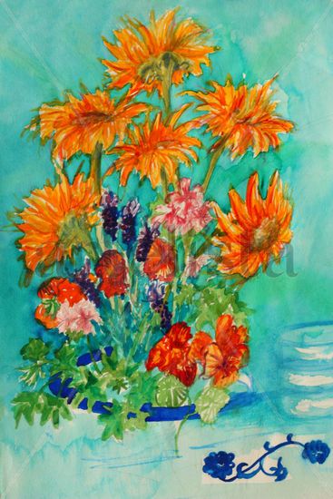 Summer Flowers Watercolour Paper Floral Painting