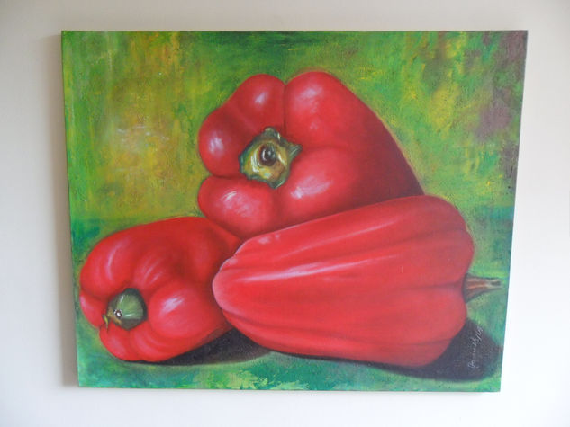 Mis pimentones Oil Canvas Still Life Paintings