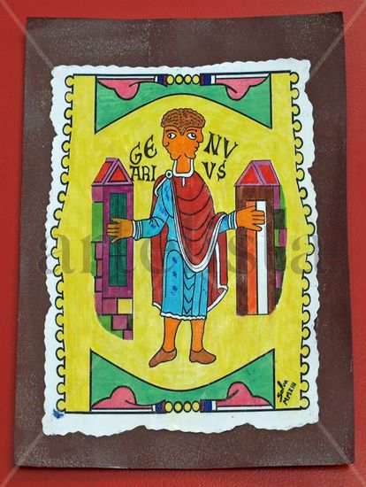 Genuarios Mixed media Card Figure Painting