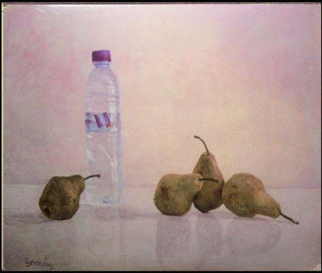 Peras y agua Oil Paper Still Life Paintings