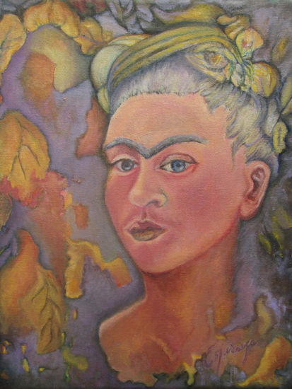 Frida Blanca Oil Canvas Portrait