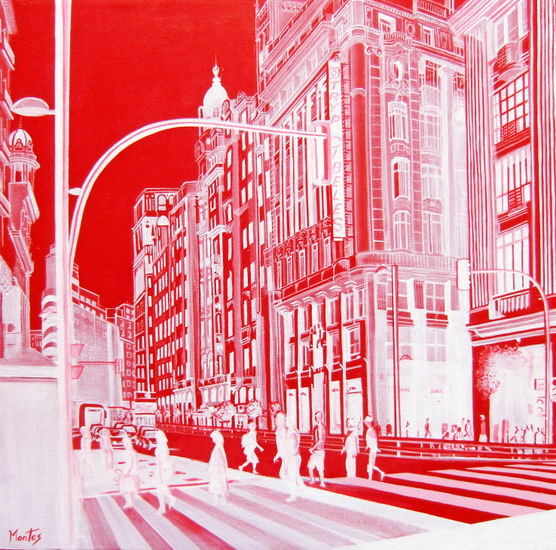 Gran Vía (Madrid) Acrylic Canvas Landscaping