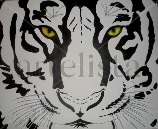 tigre monocromo Acrylic Canvas Animals