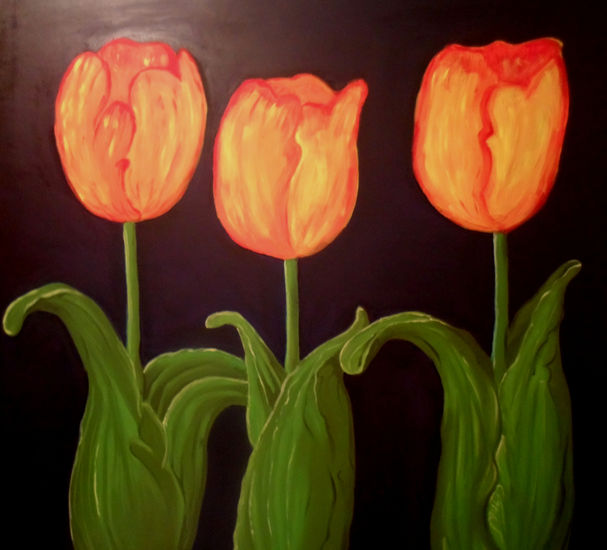 TULIPÁN NEGRO Acrylic Canvas Floral Painting