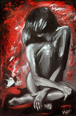 shy lady Acrylic Canvas Figure Painting