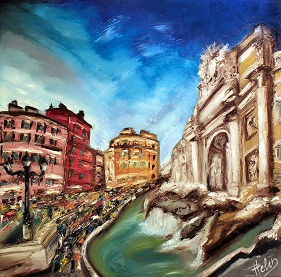 Fuente de Trevi, Roma Oil Canvas Landscaping