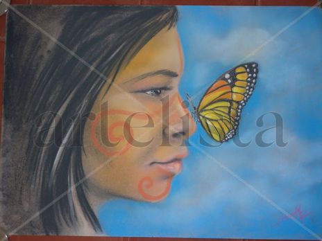 Indígena con mariposa