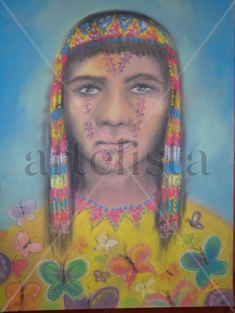 Indígena con mariposas