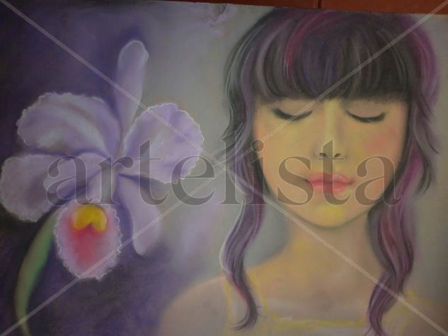 Hada con orquidea Pastel Papel Retrato