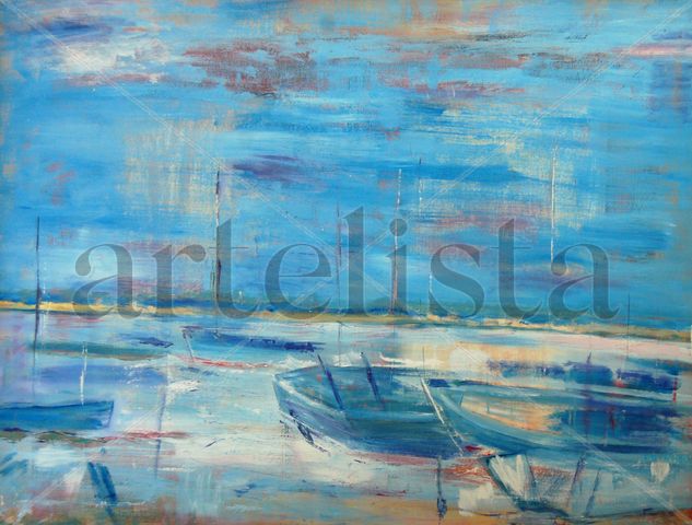 marina azul Acrylic Canvas Marine Painting