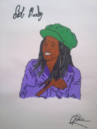 Bob Marley color Mixed Media