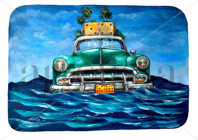 El Carro II Acrylic Canvas Marine Painting