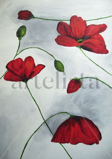 Flores y sombras Acrylic Canvas Floral Painting