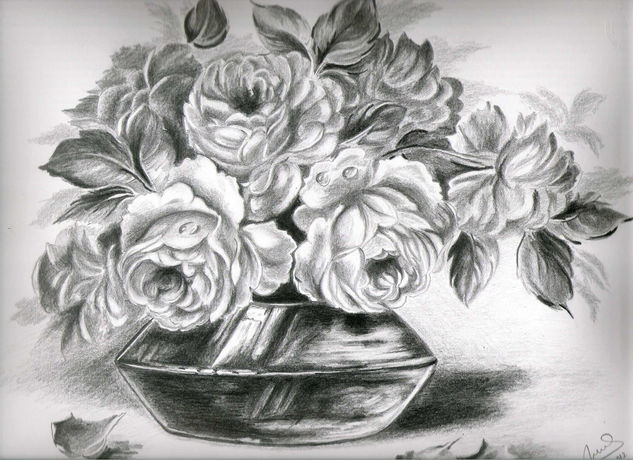 Jarrón con rosas Pencil