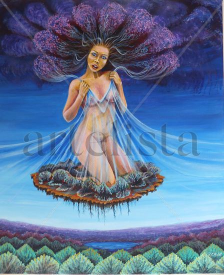 Mujer en el cielo Acrylic Canvas Landscaping