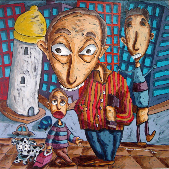 historias de la calle. EL NIÑO Y EL PROFE Others Panel Figure Painting