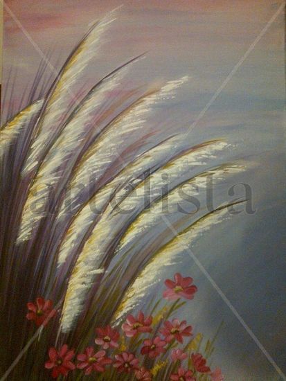 Plumeritos Mixed media Canvas Floral Painting